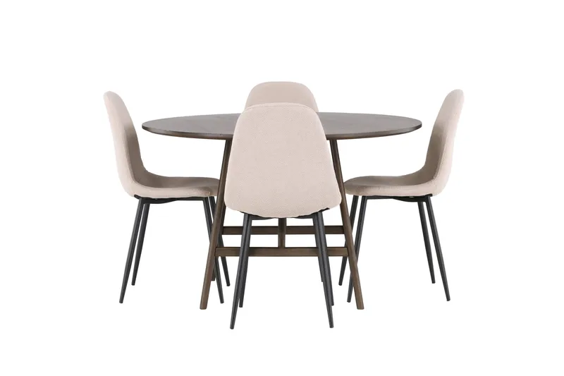 Kaseidon Spisebordssæt 100 cm Rund med 4 Polar Stole, Beige