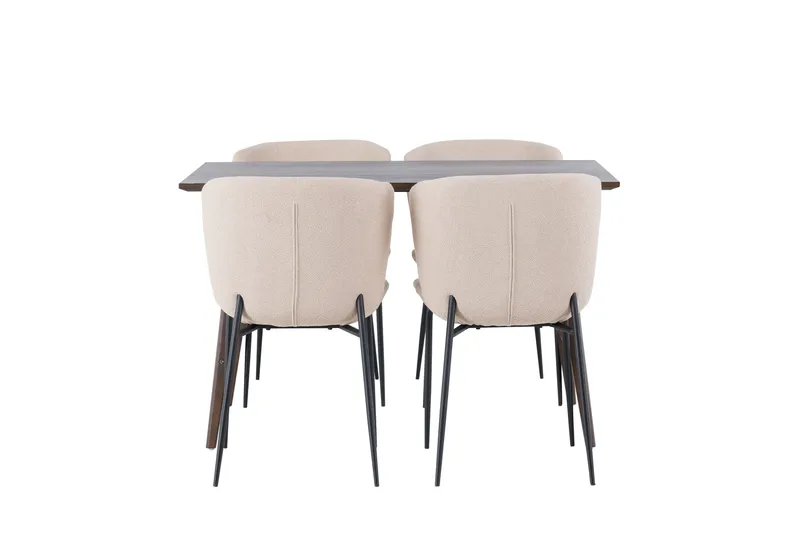 Kaseidon Spisebordssæt 120 cm Rektangulær med 4 Modesto Stole, Beige