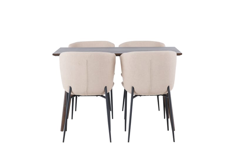 Kaseidon Spisebordssæt 120 cm Rektangulær med 4 Modesto Stole - Beige - Møbler - Borde - Spisebordssæt