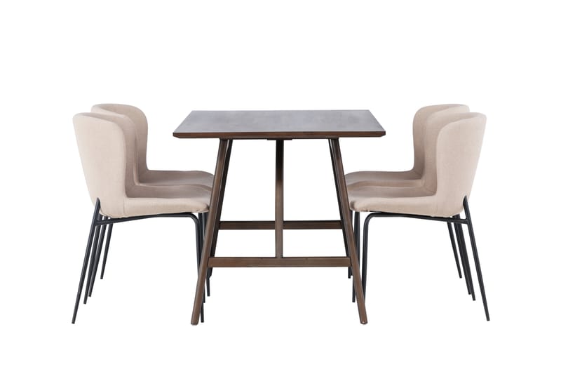 Kaseidon Spisebordssæt 120 cm Rektangulær med 4 Modesto Stole - Beige - Møbler - Borde - Spisebordssæt