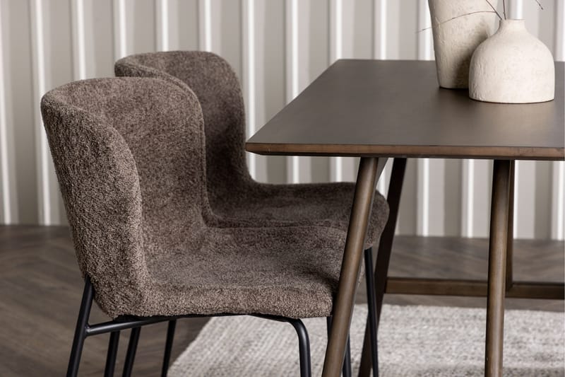 Kaseidon Spisebordssæt 120 cm Rektangulær med 4 Modesto Stole - Mørk brun - Møbler - Borde - Spisebordssæt