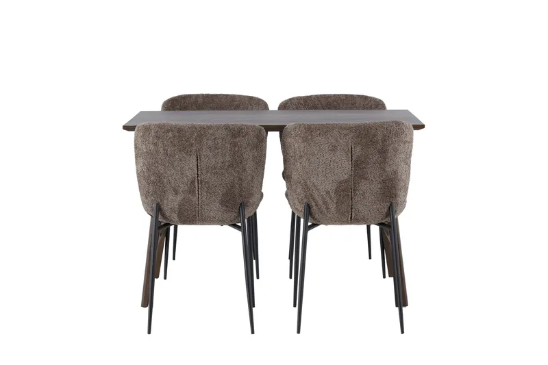 Kaseidon Spisebordssæt 120 cm Rektangulær med 4 Modesto Stole, Mørk brun