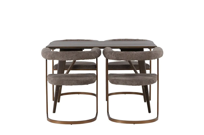 Kaseidon Spisebordssæt 120 cm Rektangulær med 4 Morning Stole, Brun