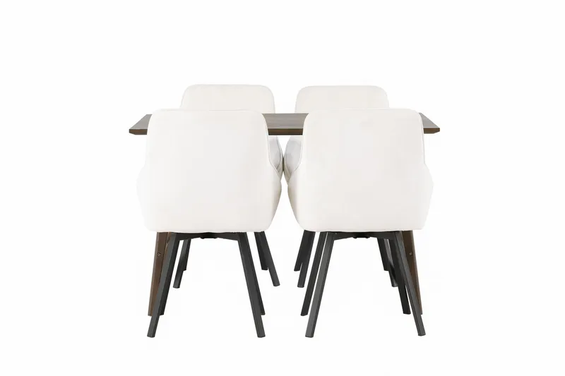 Kaseidon Spisebordssæt 120 cm Rektangulær med 4 Rosie Stole, Beige