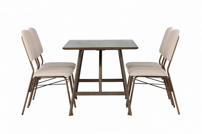 Kaseidon Spisebordssæt 120 cm Rektangulær med 4 Seda Stole - Beige - Møbler - Borde - Spisebordssæt