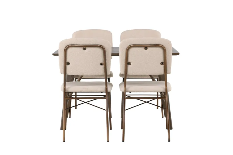 Kaseidon Spisebordssæt 120 cm Rektangulær med 4 Seda Stole, Beige