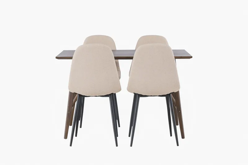 Kaseidon Spisebordssæt 120 cm Rektangulær med 4 Polar Stole, Beige