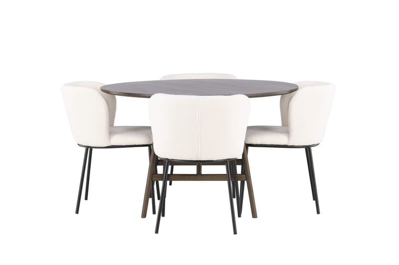 Kaseidon Spisegruppe 100 cm Rund med 4 Edina Stole - Mørk brun - Møbler - Borde - Spisebordssæt