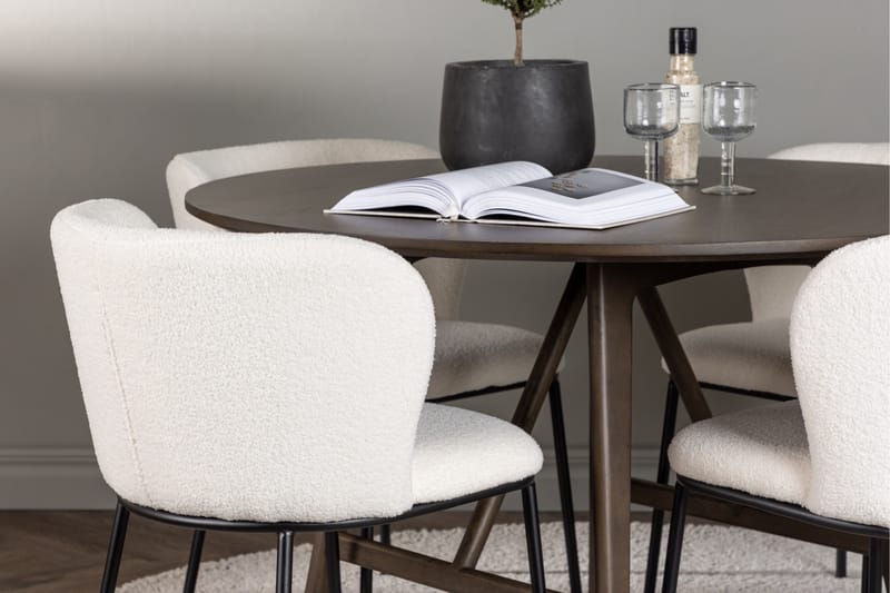 Kaseidon Spisegruppe 100 cm Rund med 4 Edina Stole - Mørk brun - Møbler - Borde - Spisebordssæt