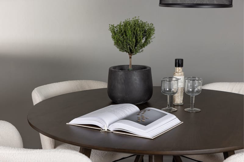 Kaseidon Spisegruppe 100 cm Rund med 4 Edina Stole - Mørk brun - Møbler - Borde - Spisebordssæt