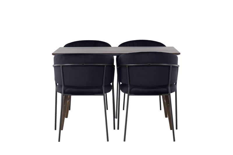 Kaseidon Spisegruppe 120 cm Rektangulær med 4 Selma stole, Svart