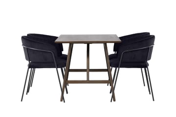 Kaseidon Spisegruppe 120 cm Rektangulær med 4 Selma stole - Svart - Møbler - Borde - Spisebordssæt