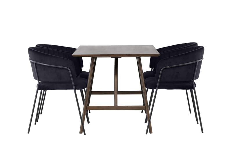 Kaseidon Spisegruppe 120 cm Rektangulær med 4 Selma stole - Svart - Møbler - Borde - Spisebordssæt