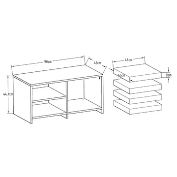 Kavon Sofabordssæt 90x44,1x45 cm - Valnød - Møbler - Borde - Sofabord