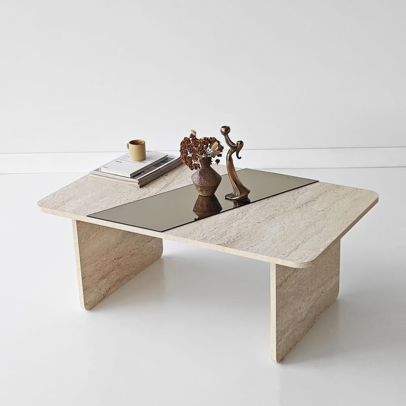 Kelrosin sofabord rektangulært - Bronzie og Travertin - Møbler - Borde - Sofabord
