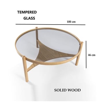 Kelvan 100 cm Rundt Sofabord med Hylder i Glas - Røggrå - Møbler - Borde - Sofabord
