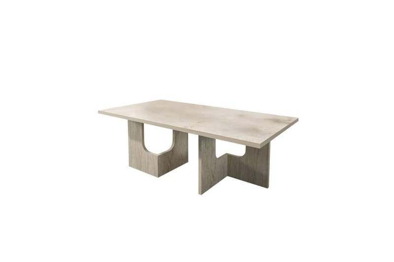 Kiros Rektangulært Sofabord 104 cm i Træ med Skulpturelle Ben, Beige