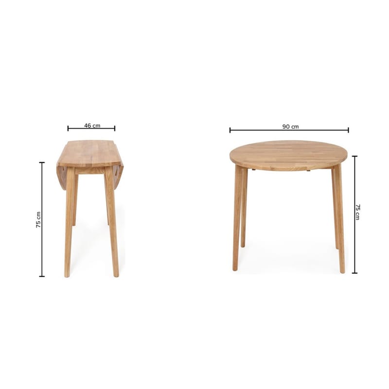 Klapbord HOME4YOU Birka D90x75 cm Eg - Naturlig lys eg - Møbler - Borde - Semmenfoldeligt bord