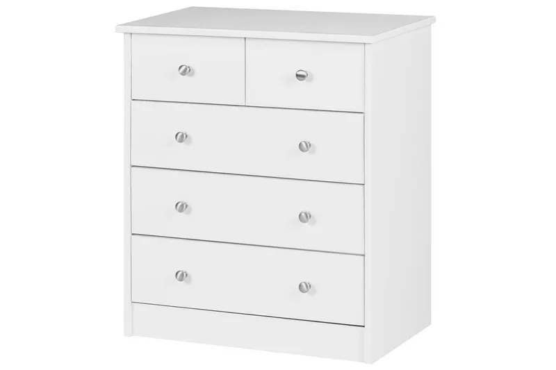 Kommode Wohnling med 5 skuffer klassisk moderne stil Hvid - Hvid - Møbler - Borde - Sminkebord & konsolbord