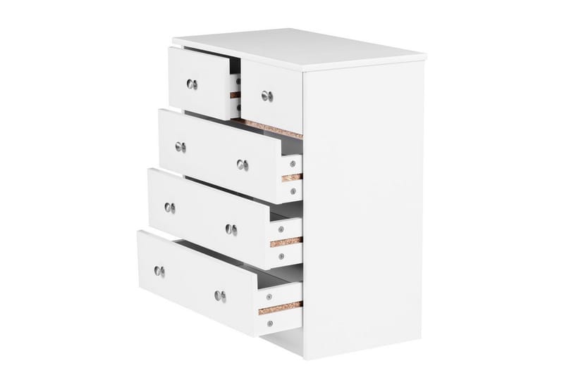 Kommode Wohnling med 5 skuffer klassisk moderne stil Hvid - Hvid - Møbler - Borde - Sminkebord & konsolbord