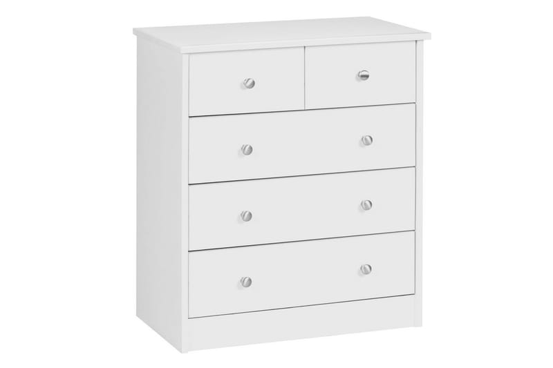 Kommode Wohnling med 5 skuffer klassisk moderne stil Hvid - Hvid - Møbler - Borde - Sminkebord & konsolbord