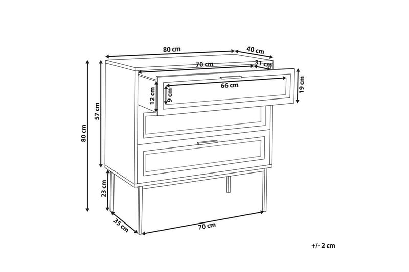 Kommode Pasco med 3 skuffer - Opbevaring - Opbevaringsmøbler - Kommode - Entrékommode