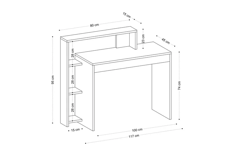 Trella Skrivebord 95x45 cm Hvid - Hanah Home - Møbler - Borde - Kontorbord - Skrivebord