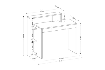 Trella Skrivebord 95x45 cm Hvid - Hanah Home - Møbler - Borde - Kontorbord - Skrivebord
