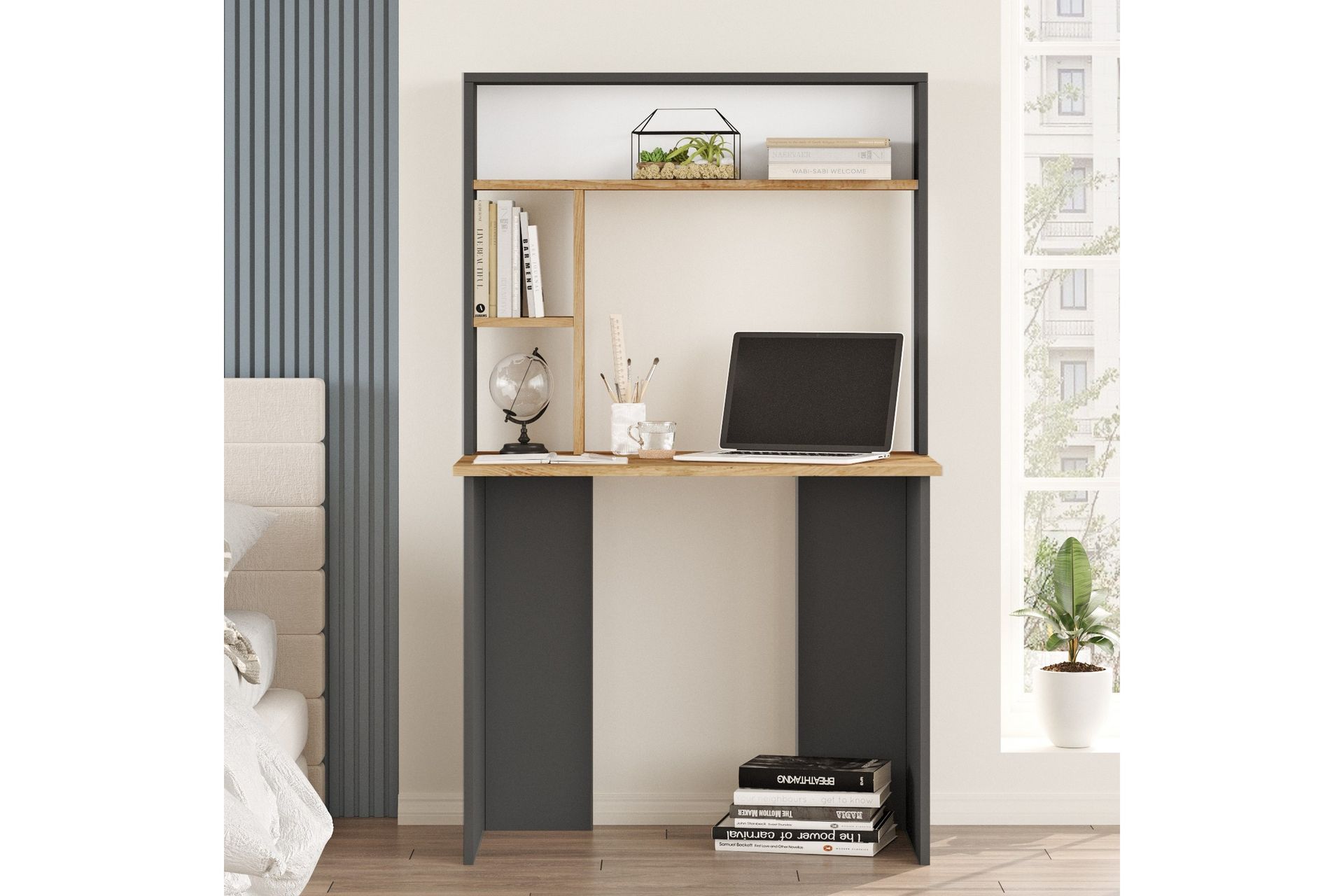 Kaiji Skrivebord 90x51,6 cm Mørk Blå/Sort - Hanah Home - Møbler - Borde - Kontorbord - Skrivebord