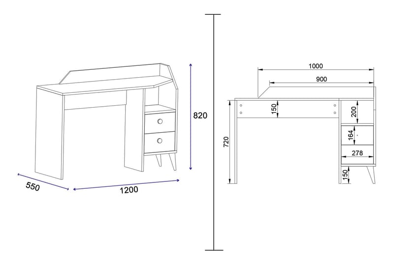 Hafing Skrivebord 120x55 cm Hvid - Hanah Home - Møbler - Borde - Kontorbord - Skrivebord