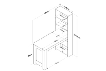 Jaan Skrivebord 53,8x120 cm Hvid/Brun - Hanah Home - Møbler - Borde - Barbord & ståbord - Barbord med opbevaring