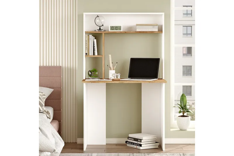 Kaiji Skrivebord 90x51,6 cm Mørk Blå/Hvid - Hanah Home - Møbler - Borde - Kontorbord - Skrivebord