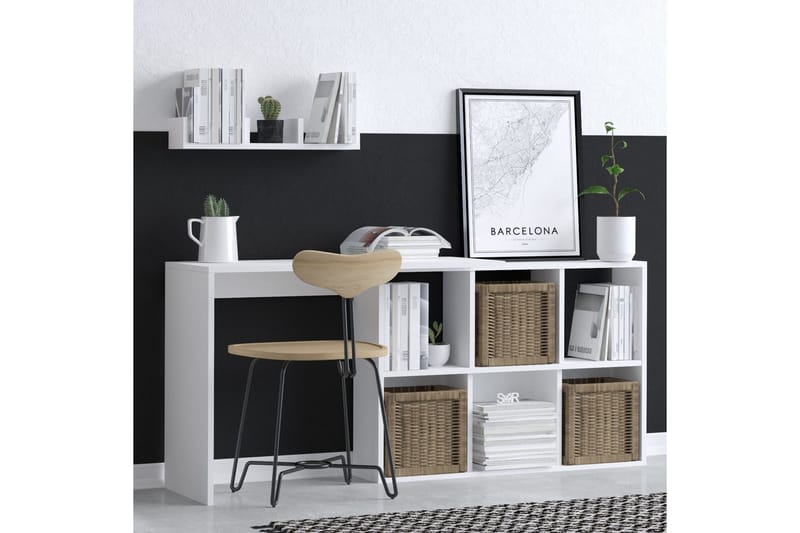 Kaus Skrivebord 74x45 cm Hvit/Brun - Hanah Home - Møbler - Borde - Kontorbord - Skrivebord