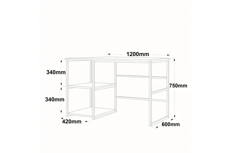 Juna Skrivebord 120x60 cm Hvit/Gull - Hanah Home - Møbler - Borde - Kontorbord - Skrivebord