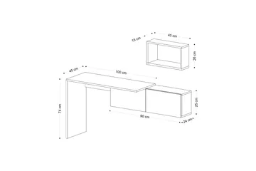 Tiff Skrivebord 74x45 cm Hvid/Brun - Hanah Home - Møbler - Borde - Kontorbord - Skrivebord