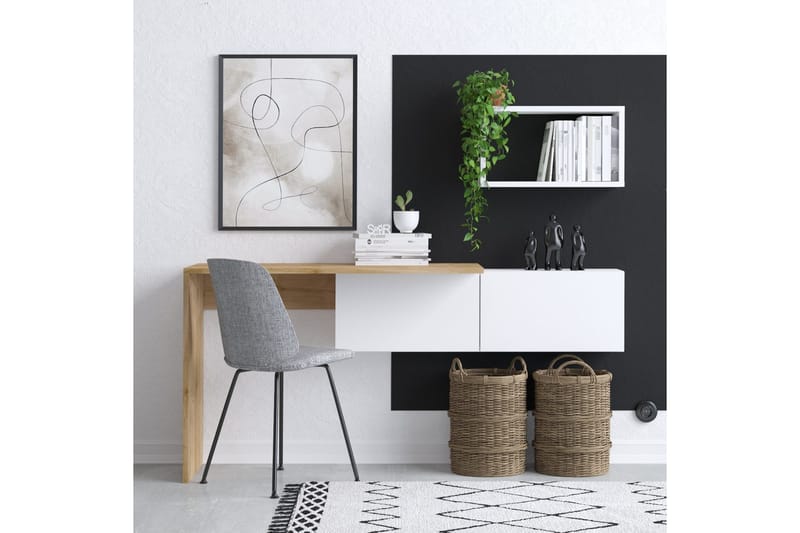 Tiff Skrivebord 74x45 cm Hvid/Brun, Hanah Home