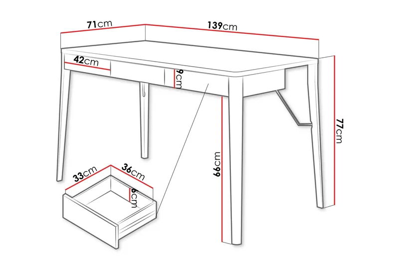 Aditiya Skrivebord 71x139 cm - Brun - Møbler - Borde - Kontorbord - Skrivebord
