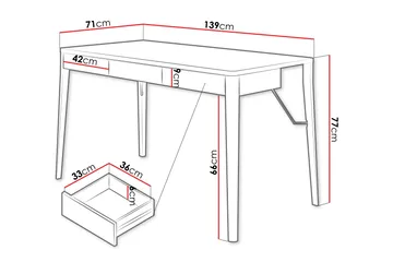 Aditiya Skrivebord 71x139 cm - Brun - Møbler - Borde - Kontorbord - Skrivebord