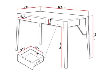 Aditiya Skrivebord 71x139 cm - Brun - Møbler - Borde - Kontorbord - Skrivebord