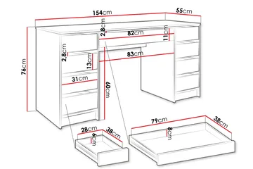 Adrash Skrivebord 55x154 cm - Grå - Møbler - Borde - Kontorbord - Skrivebord