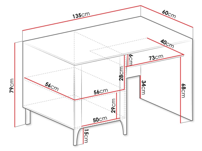 Aggarwal Skrivebord 135 cm - Møbler - Borde - Kontorbord - Skrivebord