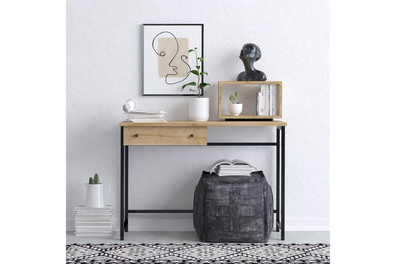 Aldarte Skrivebord 45x100 cm - Eg/Sort - Møbler - Borde - Kontorbord - Skrivebord