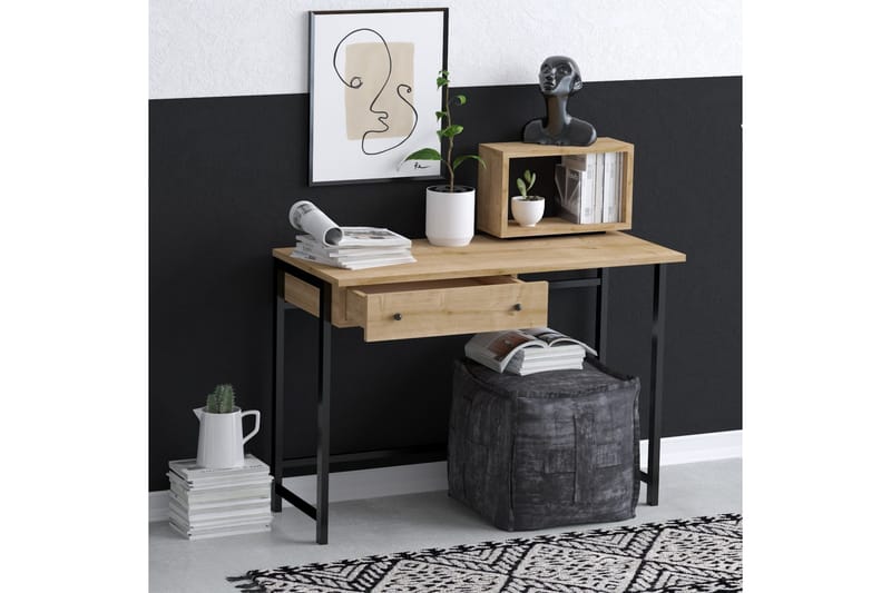 Aldarte Skrivebord 45x100 cm - Eg/Sort - Møbler - Borde - Kontorbord - Skrivebord