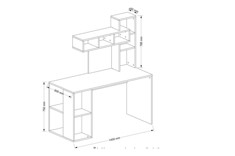 Alera Skrivebord 60x140 cm - Guld/Hvid - Møbler - Borde - Kontorbord - Skrivebord