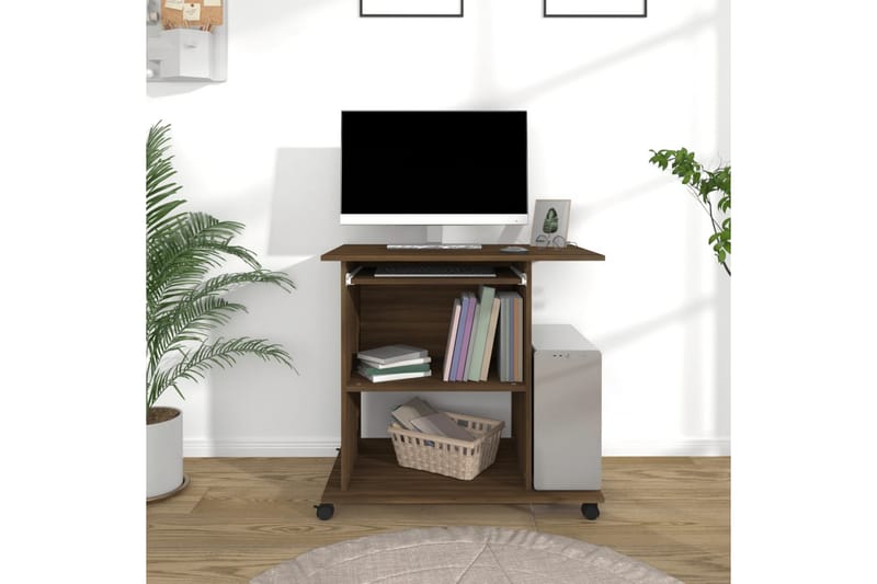 beBasic computerbord 80x50x75 cm konstrueret træ brun egetræsfarve - Brun - Skrivebord