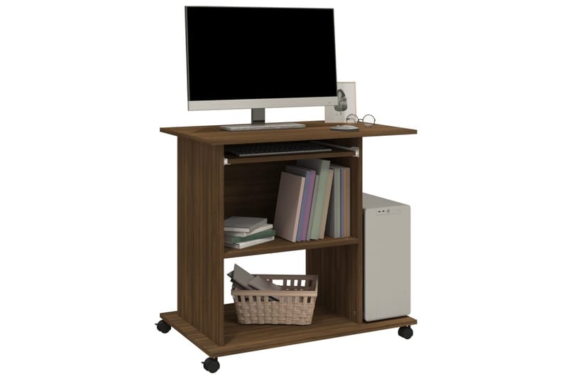 beBasic computerbord 80x50x75 cm konstrueret træ brun egetræsfarve - Brun - Møbler - Borde - Kontorbord - Skrivebord