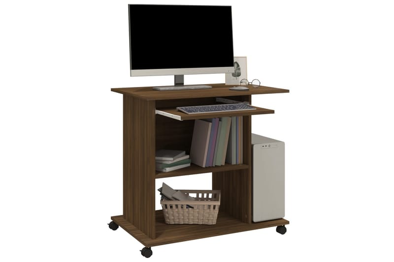 beBasic computerbord 80x50x75 cm konstrueret træ brun egetræsfarve - Brun - Møbler - Borde - Kontorbord - Skrivebord