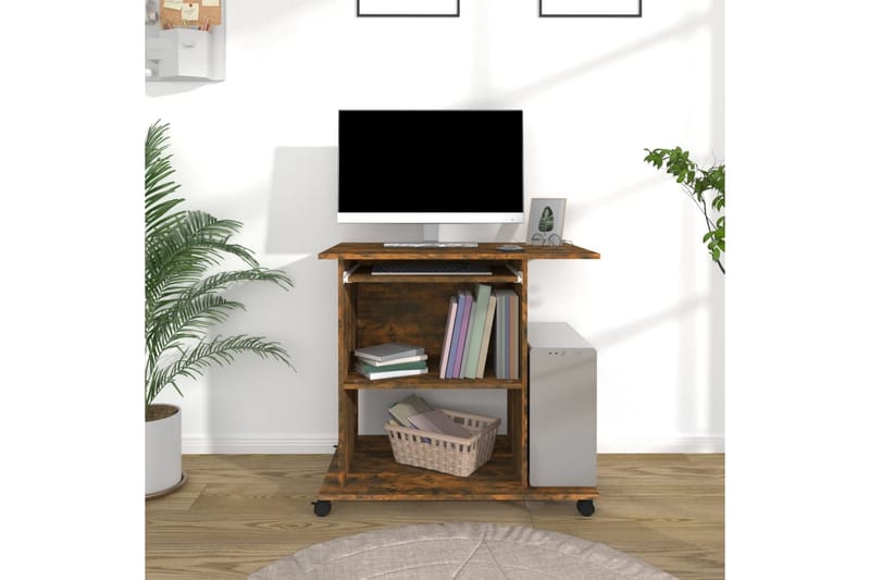 beBasic computerbord 80x50x75 cm konstrueret træ røget egetræsfarve - Brun - Møbler - Borde - Kontorbord - Skrivebord