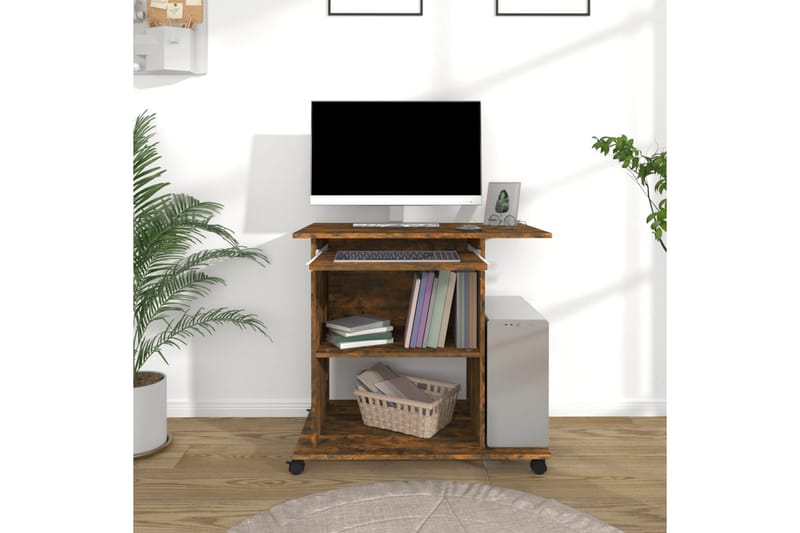 beBasic computerbord 80x50x75 cm konstrueret træ røget egetræsfarve - Brun - Møbler - Borde - Kontorbord - Skrivebord