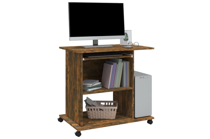 beBasic computerbord 80x50x75 cm konstrueret træ røget egetræsfarve - Brun - Møbler - Borde - Kontorbord - Skrivebord